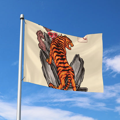 Japanese Tiger Tattoo Print Polyester Flag