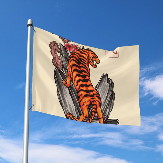 Japanese Tiger Tattoo Print Polyester Flag