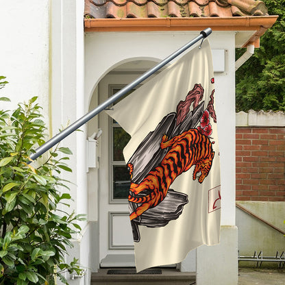 Japanese Tiger Tattoo Print Polyester Flag