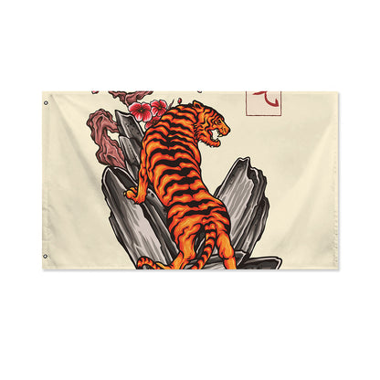Japanese Tiger Tattoo Print Polyester Flag