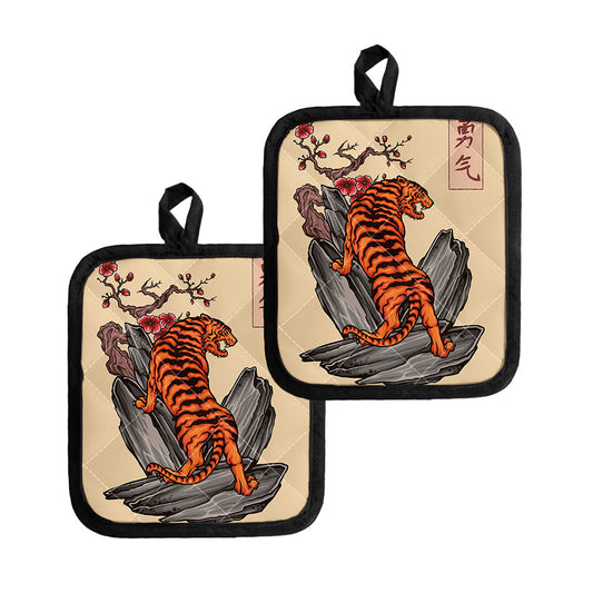 Japanese Tiger Tattoo Print Pot Holders