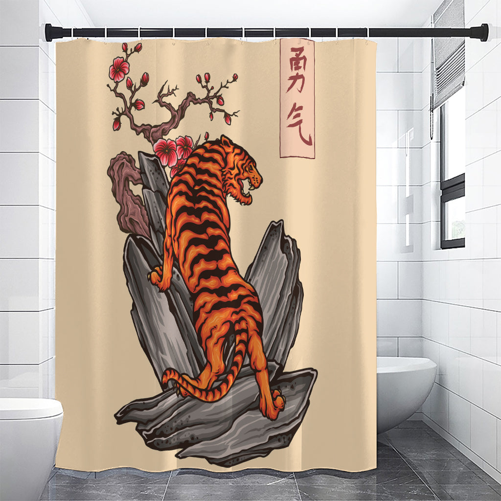 Japanese Tiger Tattoo Print Premium Shower Curtain