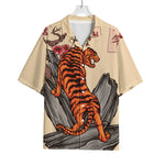 Japanese Tiger Tattoo Print Rayon Hawaiian Shirt