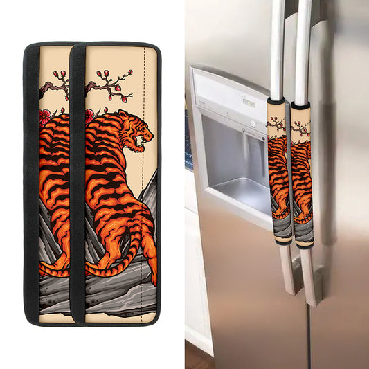 Japanese Tiger Tattoo Print Refrigerator Handle Covers