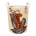 Japanese Tiger Tattoo Print Round Laundry Basket