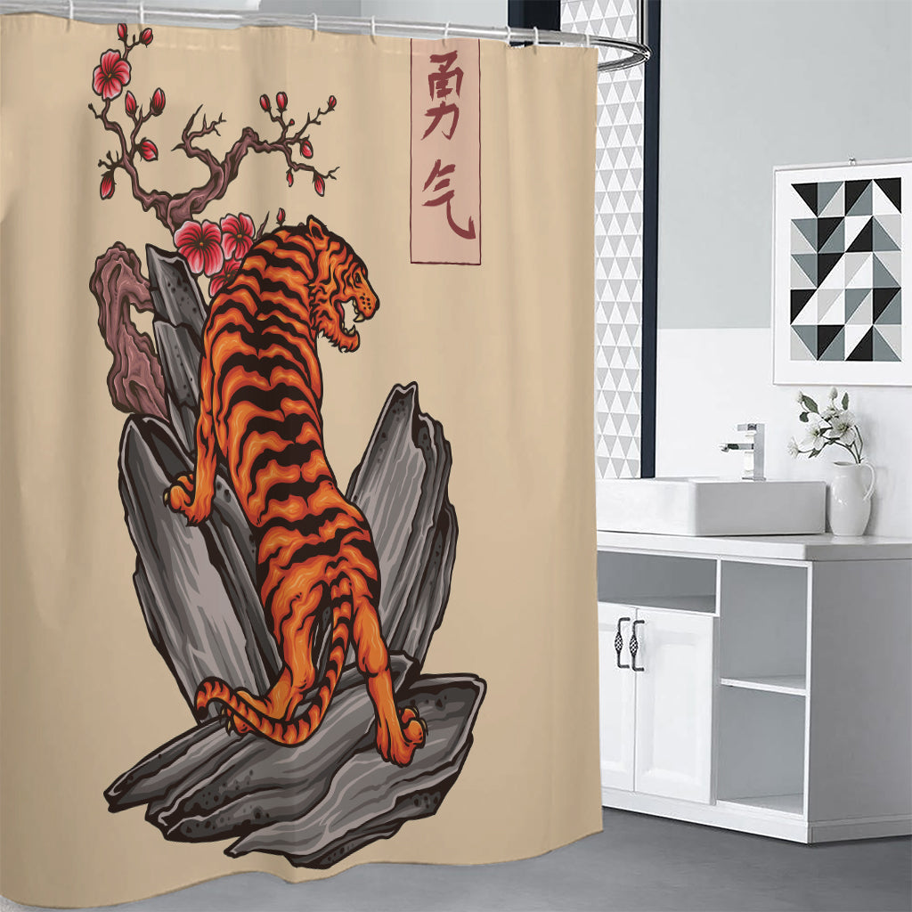 Japanese Tiger Tattoo Print Shower Curtain