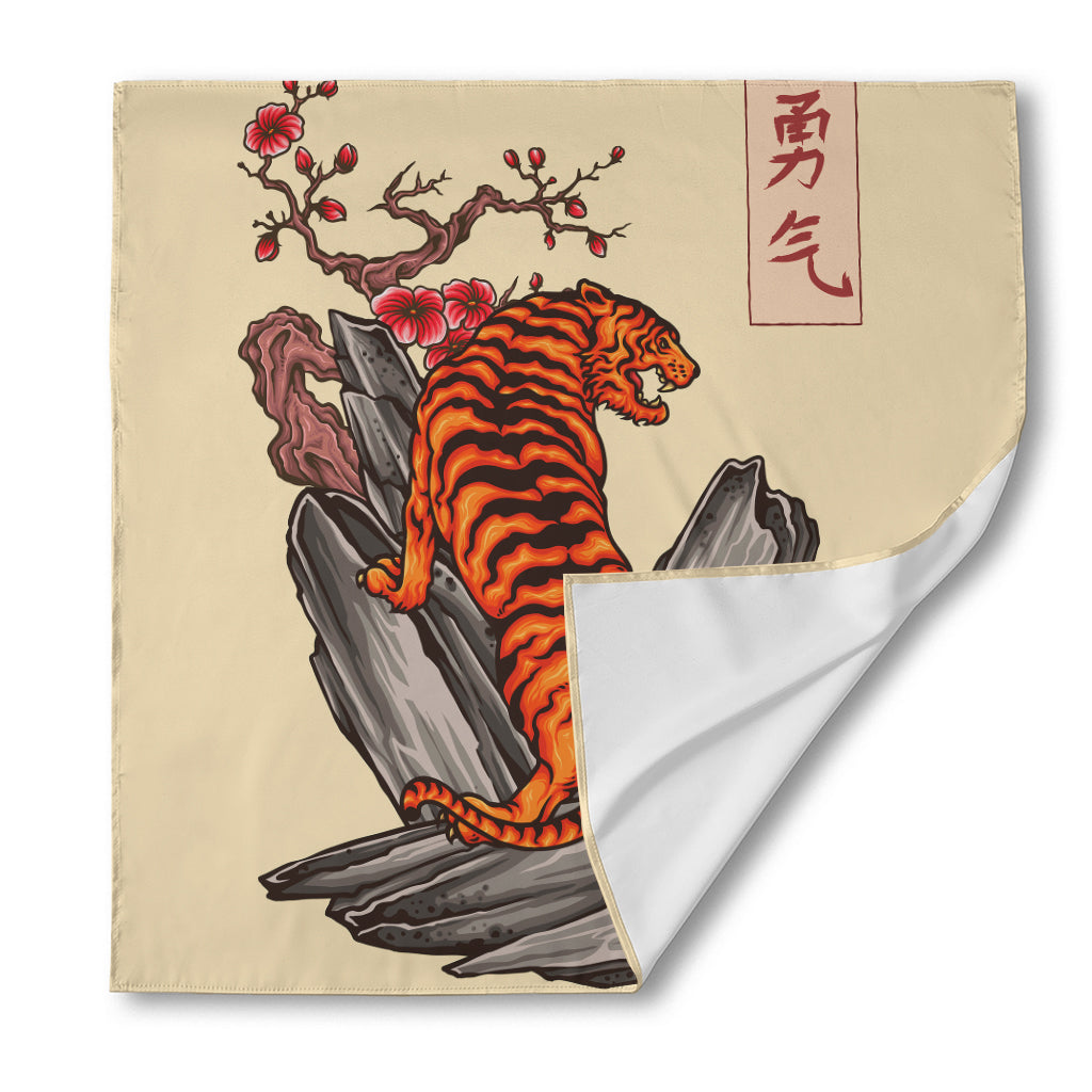 Japanese Tiger Tattoo Print Silk Bandana