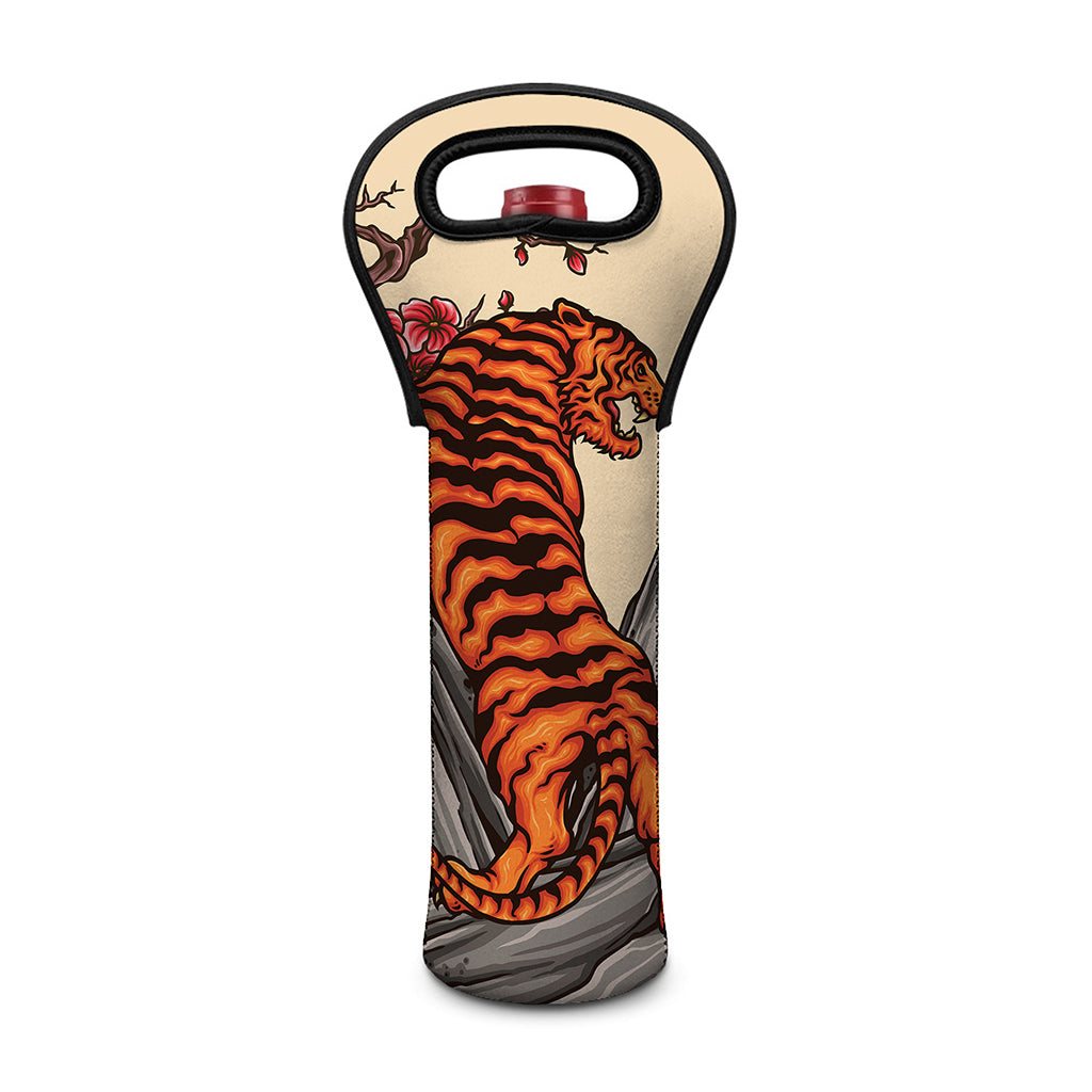 Japanese Tiger Tattoo Print Single Neoprene Wine Tote