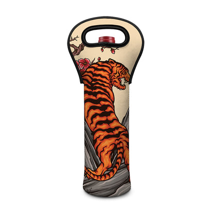 Japanese Tiger Tattoo Print Single Neoprene Wine Tote