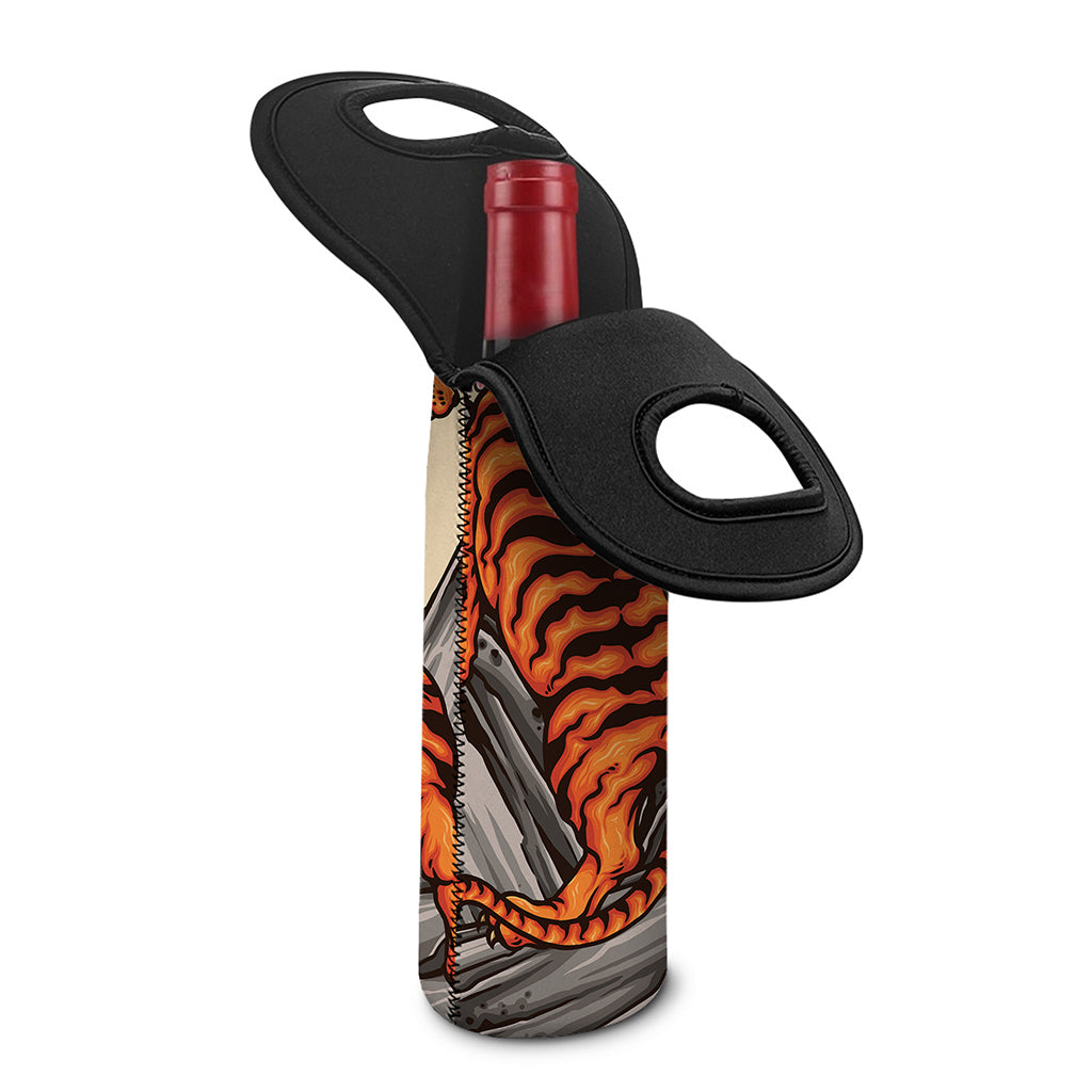 Japanese Tiger Tattoo Print Single Neoprene Wine Tote