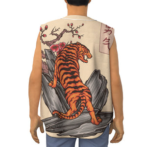 Japanese Tiger Tattoo Print Sleeveless Baseball Jersey