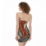 Japanese Tiger Tattoo Print Sleeveless Bodycon Dress