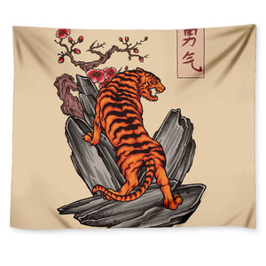 Japanese Tiger Tattoo Print Tapestry