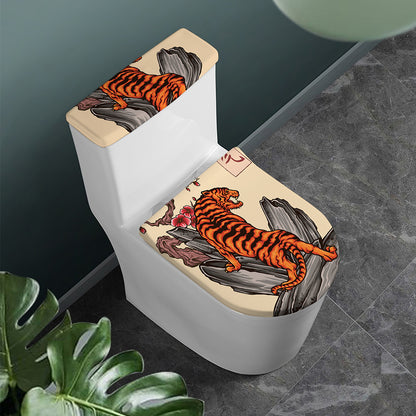 Japanese Tiger Tattoo Print Toilet Lid And Tank Cover Set