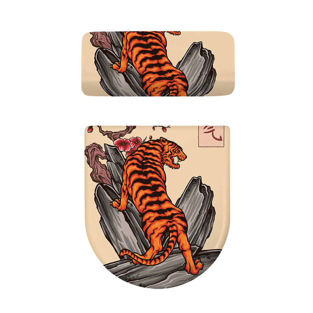 Japanese Tiger Tattoo Print Toilet Lid And Tank Cover Set