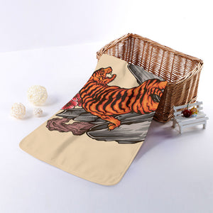 Japanese Tiger Tattoo Print Towel