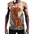 Japanese Tiger Tattoo Print Men's Workout Tank Top