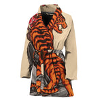 Japanese Tiger Tattoo Print Women's Bathrobe