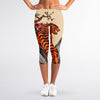 Japanese Tiger Tattoo Print Women's Capri Leggings