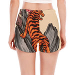 Japanese Tiger Tattoo Print Women's Split Running Shorts