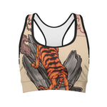 Japanese Tiger Tattoo Print Women's Sports Bra