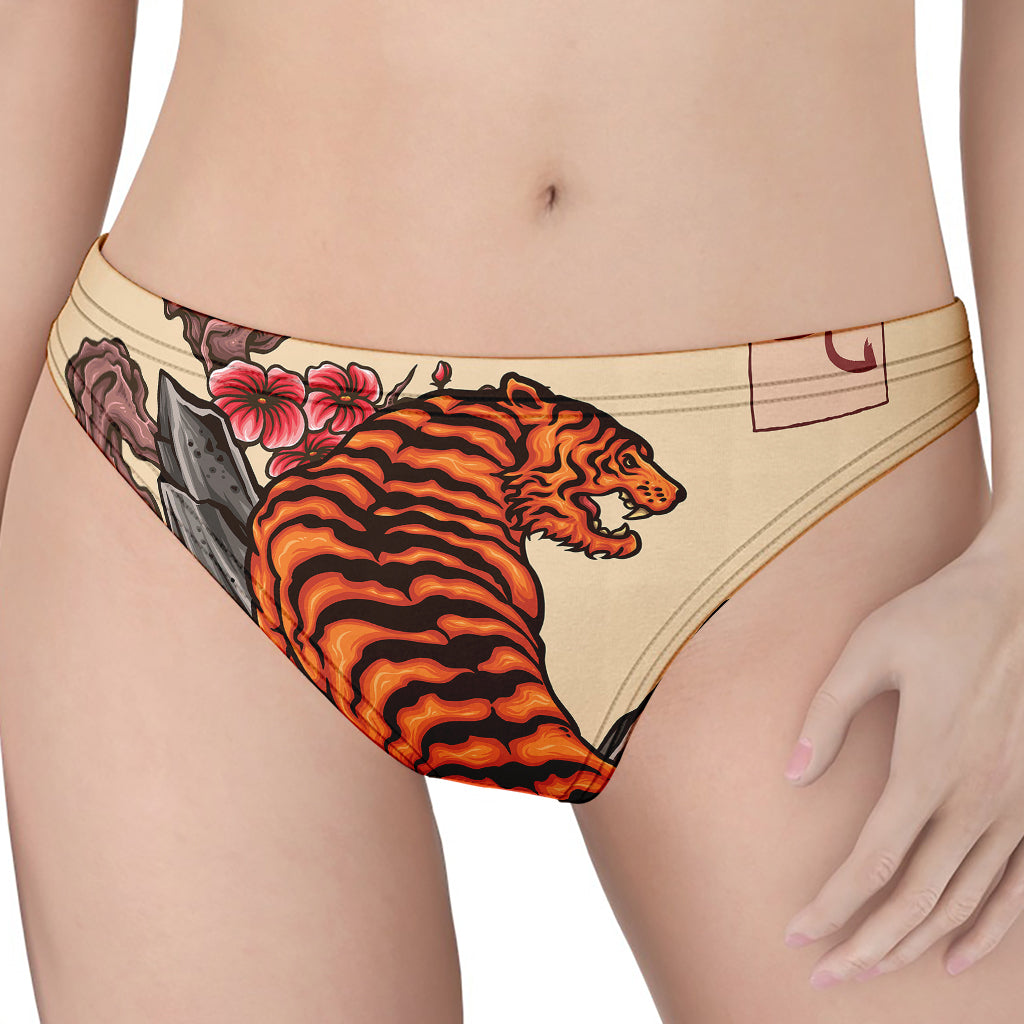 Japanese Tiger Tattoo Print Women's Thong