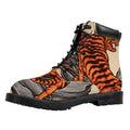 Japanese Tiger Tattoo Print Padded Collar Lace Up Boots