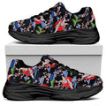 Japanese Traditional Pattern Print Black Chunky Shoes