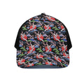Japanese Traditional Pattern Print Black Mesh Trucker Hat