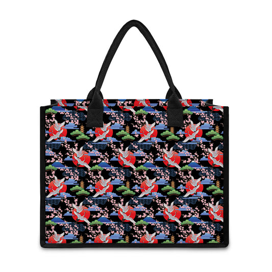 Japanese Traditional Pattern Print Canvas Tote Bag