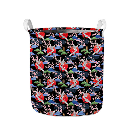 Japanese Traditional Pattern Print Collapsible Laundry Basket