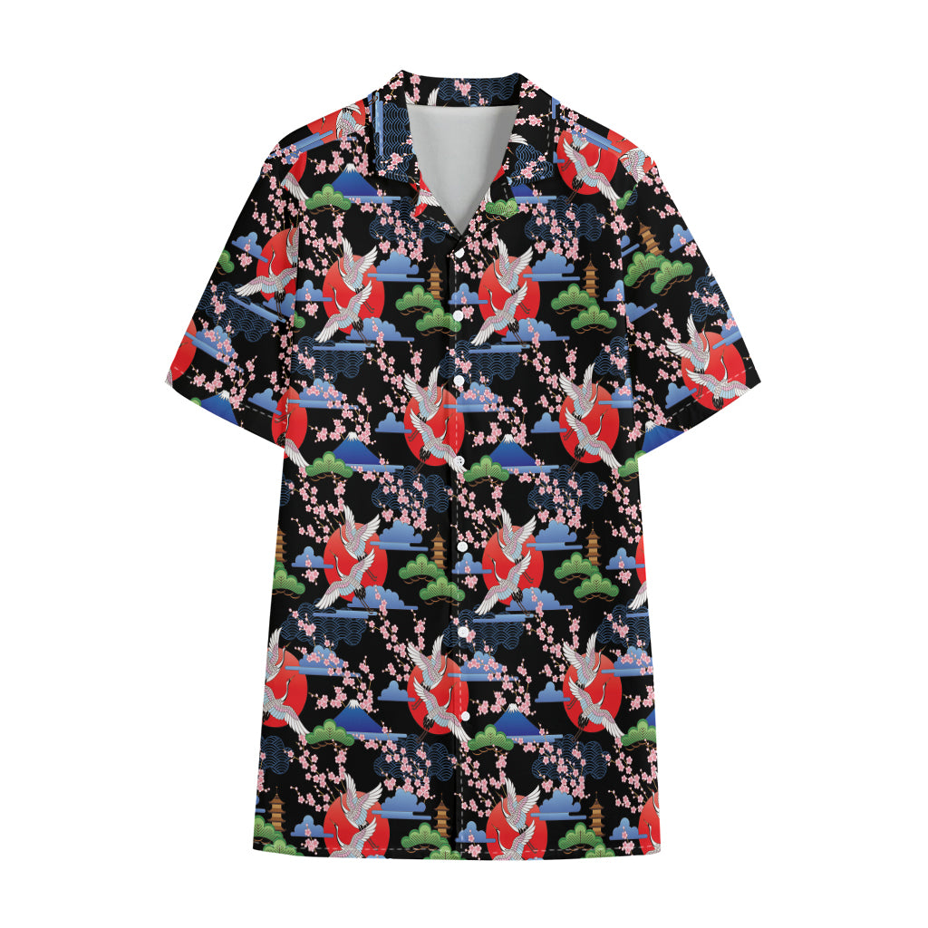 Japanese Traditional Pattern Print Cotton Hawaiian Shirt