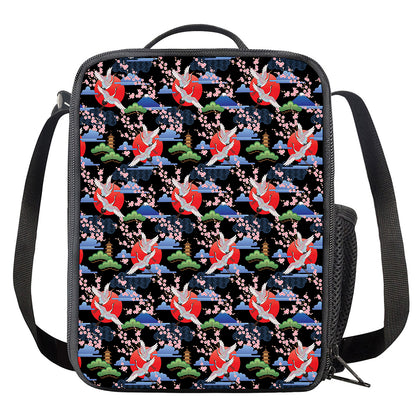 Japanese Traditional Pattern Print Crossbody Lunch Bag