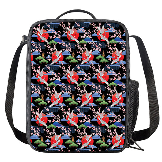 Japanese Traditional Pattern Print Crossbody Lunch Bag