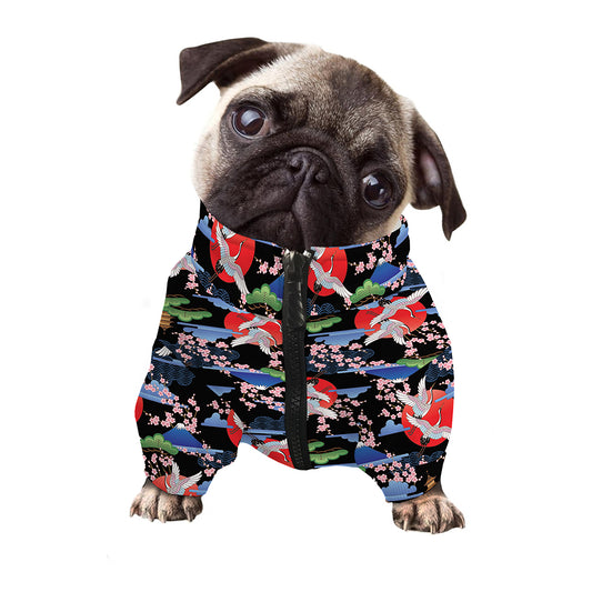 Japanese Traditional Pattern Print Dog Zip Up Jacket