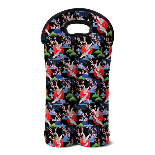 Japanese Traditional Pattern Print Double Neoprene Wine Tote