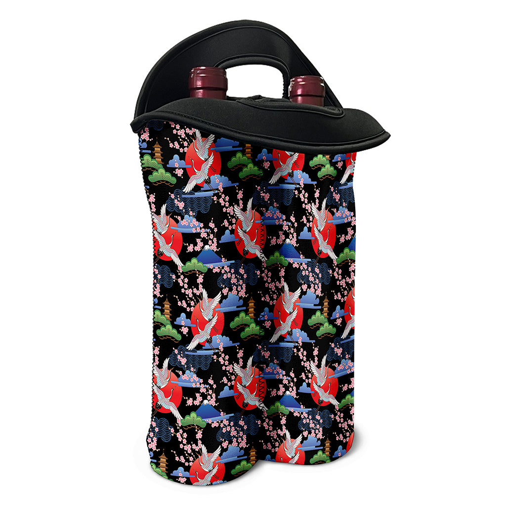 Japanese Traditional Pattern Print Double Neoprene Wine Tote