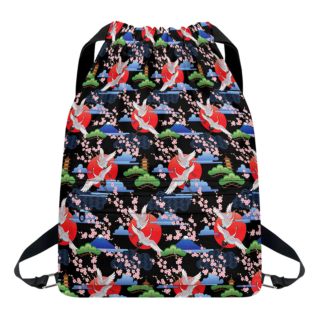 Japanese Traditional Pattern Print Drawstring Backpack
