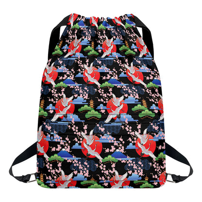Japanese Traditional Pattern Print Drawstring Backpack