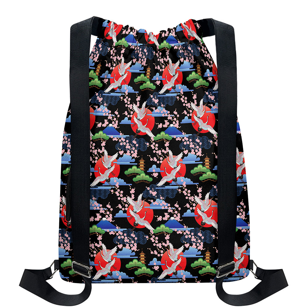 Japanese Traditional Pattern Print Drawstring Backpack