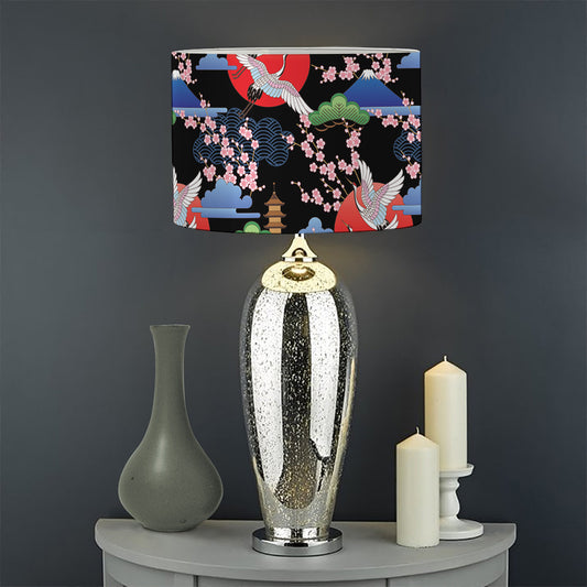 Japanese Traditional Pattern Print Drum Lamp Shade