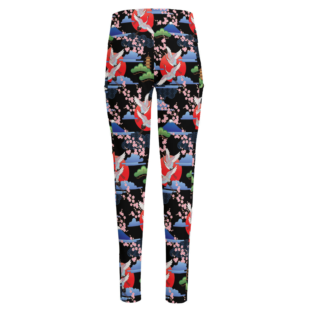 Japanese Traditional Pattern Print High-Waisted Pocket Leggings