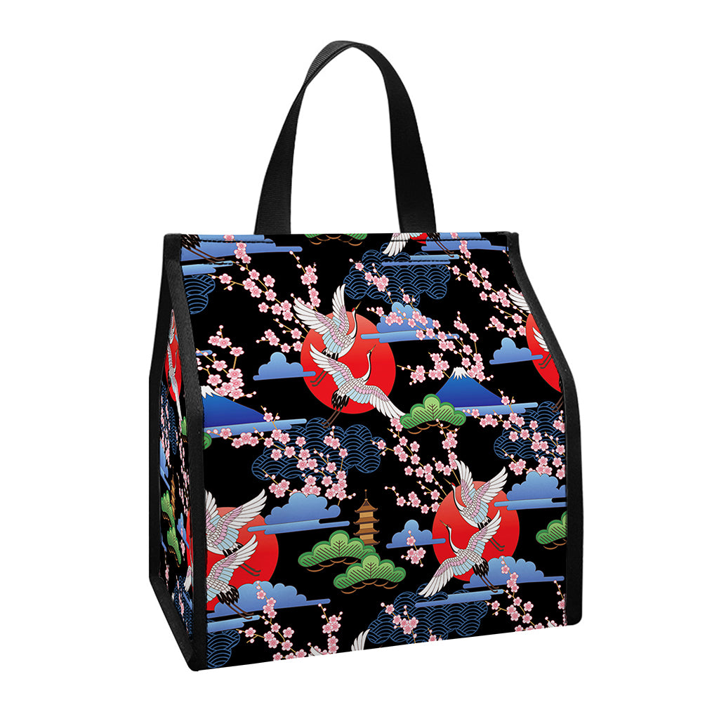 Japanese Traditional Pattern Print Insulated Lunch Tote
