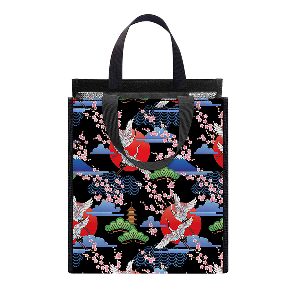 Japanese Traditional Pattern Print Insulated Lunch Tote