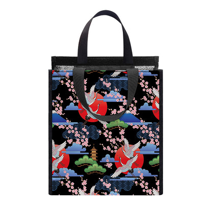 Japanese Traditional Pattern Print Insulated Lunch Tote