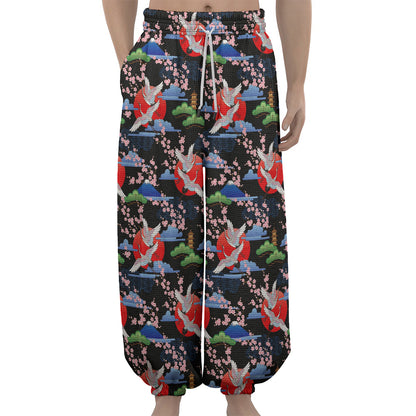Japanese Traditional Pattern Print Lantern Pants