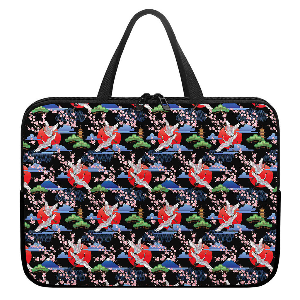 Japanese Traditional Pattern Print Laptop Sleeve With Handle