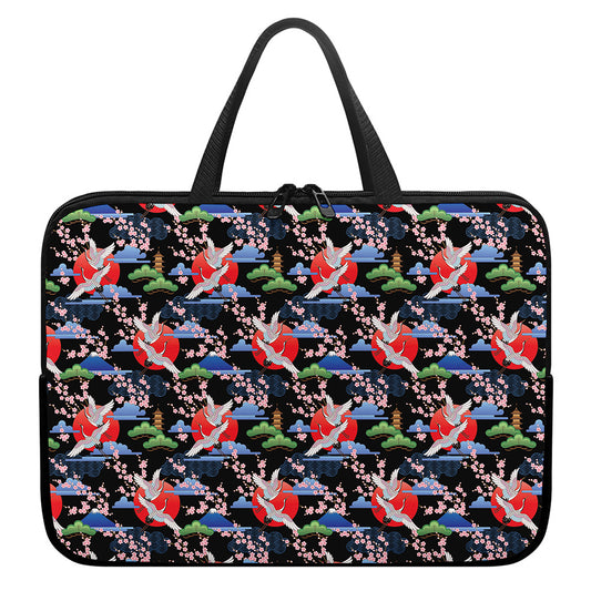 Japanese Traditional Pattern Print Laptop Sleeve With Handle