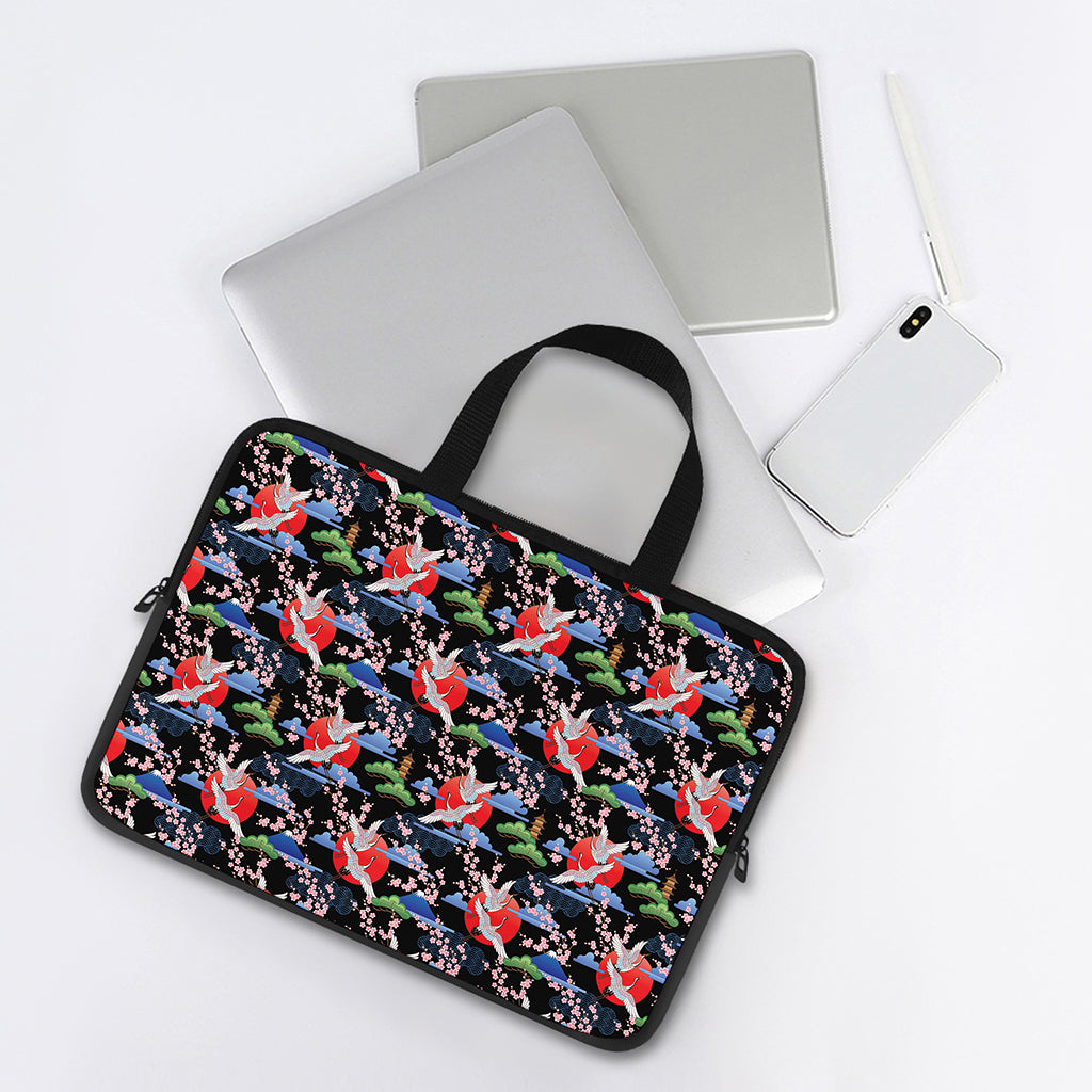 Japanese Traditional Pattern Print Laptop Sleeve With Handle