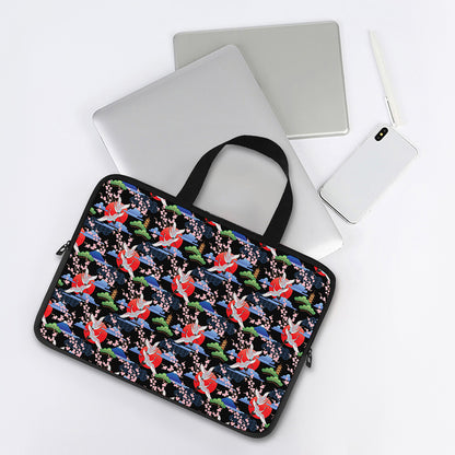 Japanese Traditional Pattern Print Laptop Sleeve With Handle